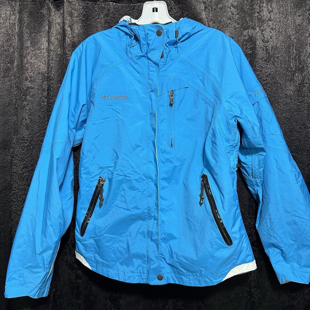 Columbia Titanium Interchange Womens Blue Hooded Ski Jacket Sz M
